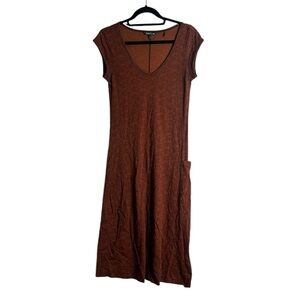 Toads &co brown organic cotton midi dress size small hiking camping
